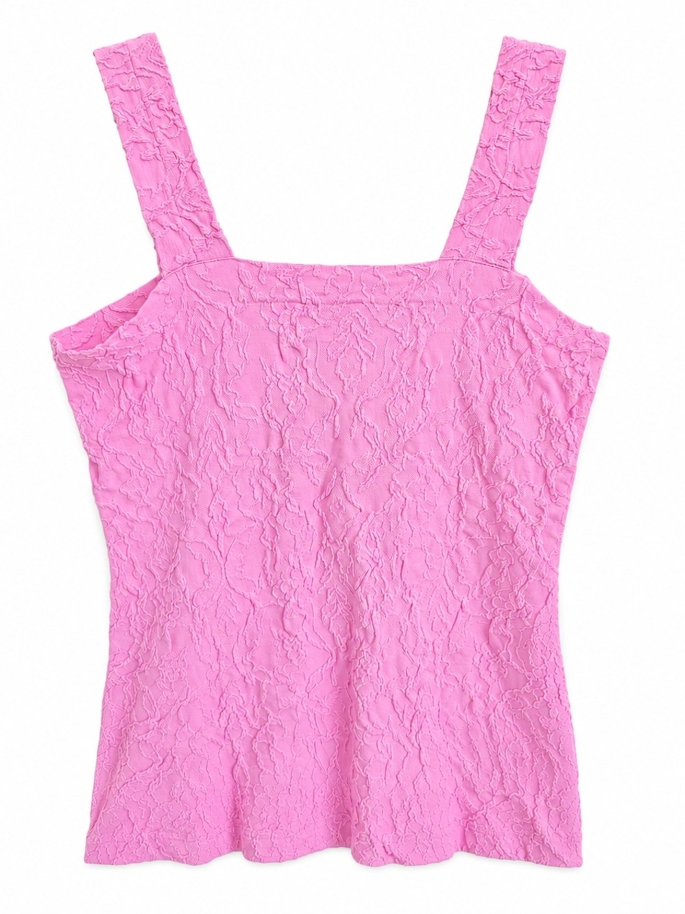 BUNULU Pink Textured Tank Top S/M Y2K Fairycore Cottagecore Square Neck